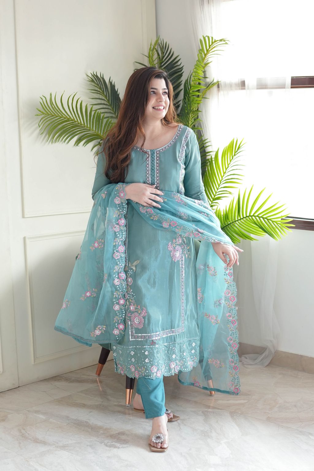 Keshav Chinon Embroidery Kurti With Bottom Dupatta Wholesale Price in Surat